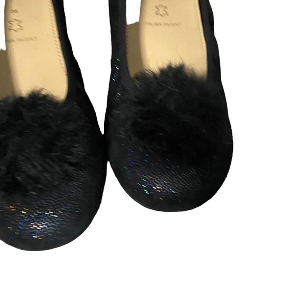 Geox Black Sparkle Pom Pom Ballet Flats Size 38 or approx US 7 - Picture 2 of 9